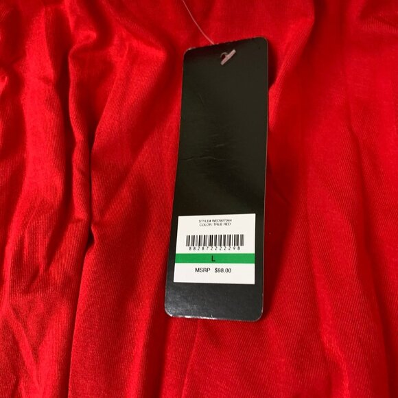 Bebe Embellished Logo Strapless Wide Leg Women's Jumpsuits True Red Size L - Picture 9 of 11